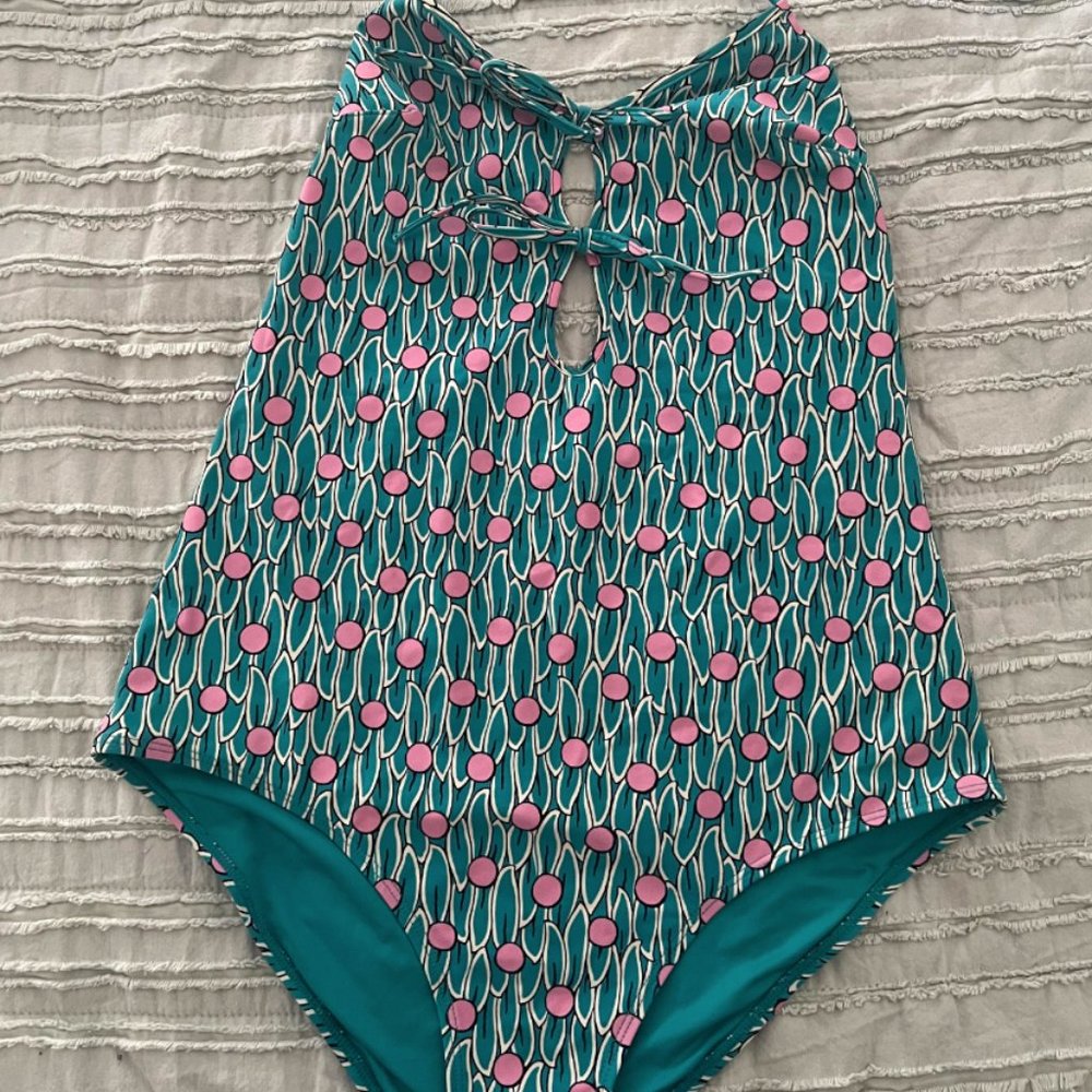 & other stories floral print cutout one piece strappy swimsuit